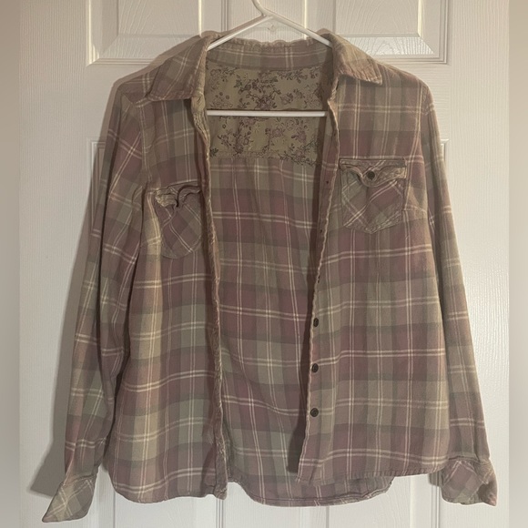 Sonoma Tops - Cotton Sonoma Plaid Flannel Shirt, Size Small, Purple and Gray 💜🩶